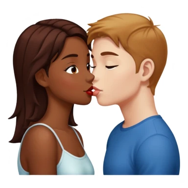 Kiss marron skin girl and White skin boy  sticker