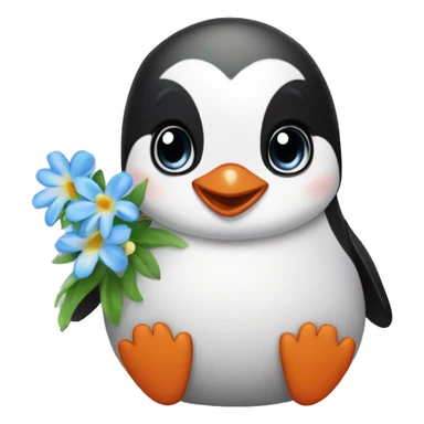 Baby penguin with flowers sticker