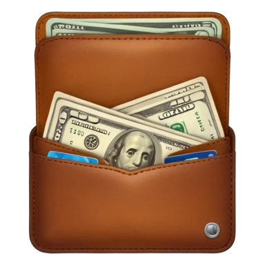 portefeuille marron avec pleins de billet et carte bancaire sticker