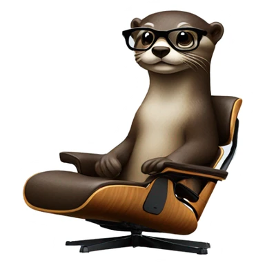 otter with glasses on an eames lounge chair sticker
