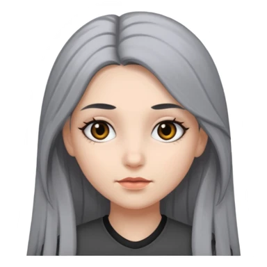 girl with black eyes and long black and gray hair sticker