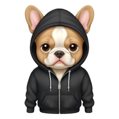 Frenchie wearing a hoodie sticker