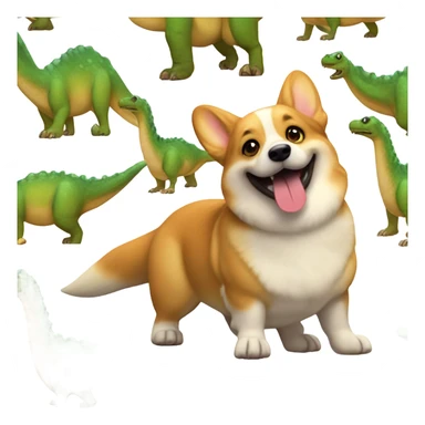 Corgi riding a dinosaur  sticker