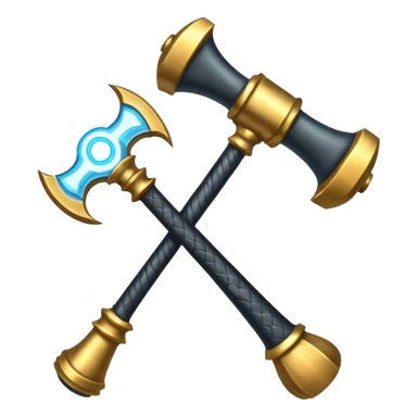 a large, mystical hammer weapon with Soulmask influences, glowing accents, for an emoji sticker