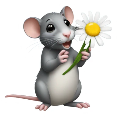 A rat with a daisy in its hand  sticker