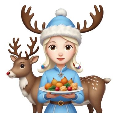 please include christmas attributes: deer, food, santa, snow maid sticker