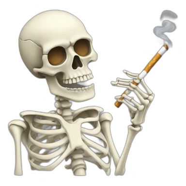 skeleton wuth cigarate sticker