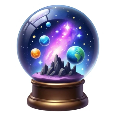 Tiny mystical mysterious sparkly magical glowing spherical nebula planets inside a glass globe dome sticker