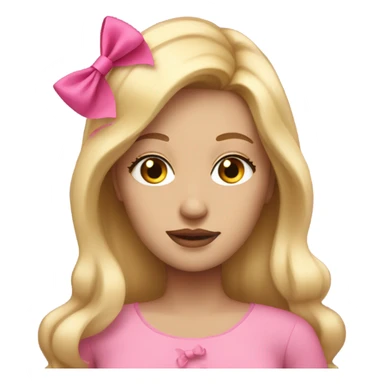 woman with long blonde hair, eyelashes, and pink bow sticker