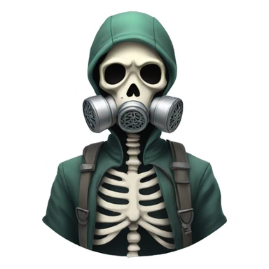 Skeleton wearing a gas mask sticker