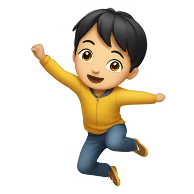 asian jumping child  sticker