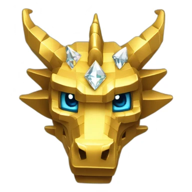 Minecraft Glitter Gold Dragon Head With Diamond Horn sticker
