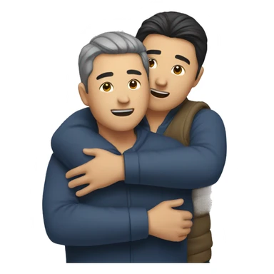 two asian man hug sticker