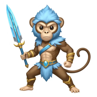 air elemental monkey warior with light blue fur sticker