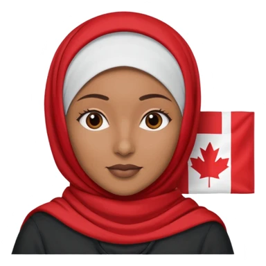 Sherif brown woman wearing hijab and holding canada flag sticker