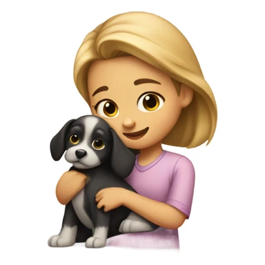 Please create a girl who hugs her pet doggie. The girl has a cute face and so does the doggie. sticker