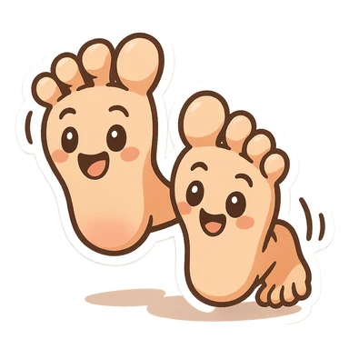 two big feet walking, fun and lively style, playful, energetic, whimsical, dynamic, cheerful sticker