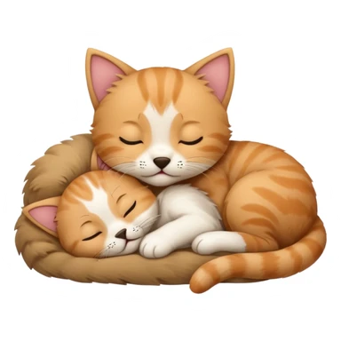 Kitten sleeping with puppy  sticker