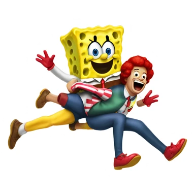 Spongebob piggyback ride with ronald mcdonald sticker