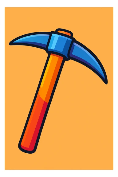 A pickaxe in the style of a vibrant toon sticker