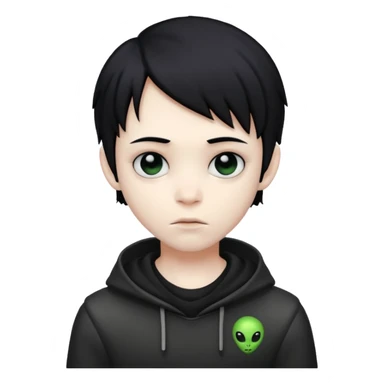 boy alien with black hair emo sticker