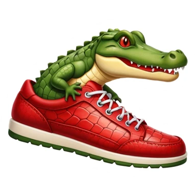 A croc stepping in a red Jordan shoe sticker
