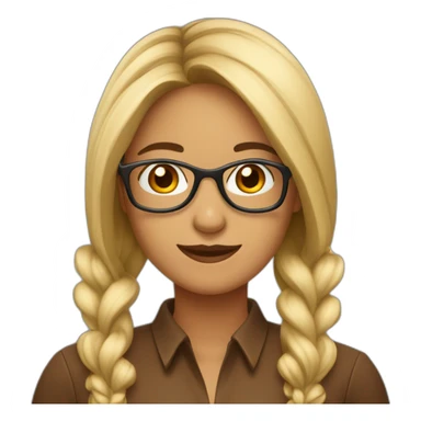 Maestra bonita con gafas pelo castaño largo sticker