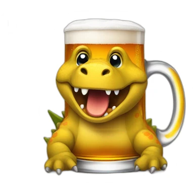 A dinosaur who drink a beer sticker