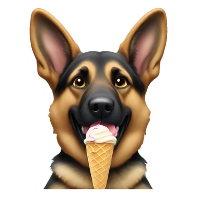 German shepherd eating ice cream sticker