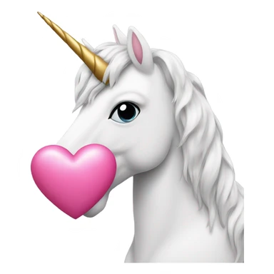 Unicorn hugging a pink heart sticker