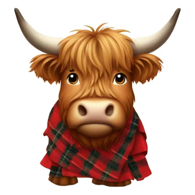 Highland cow in a red plaid kilt sticker