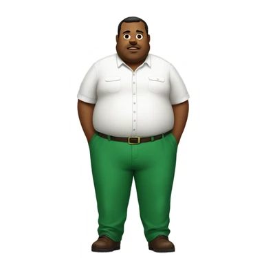 fat man wearing green pants and white button shirt  sticker