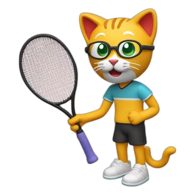 Plasticine cat with a tennis racket in his hand sticker