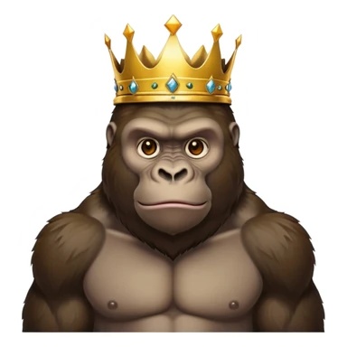 A gorilla wearing a crown sticker