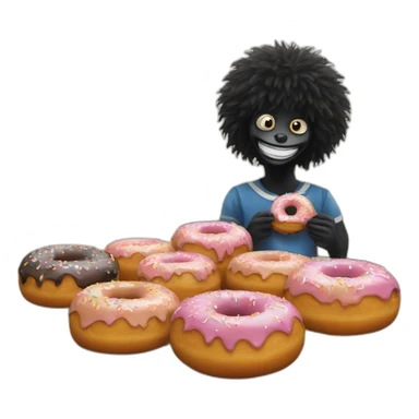 Gollywog looking at donuts sticker