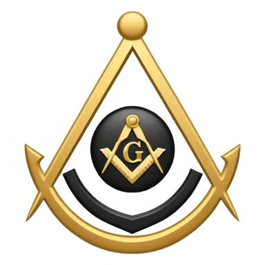 Masonic Square and Compass, minimal black and white, simple Apple emoji style sticker