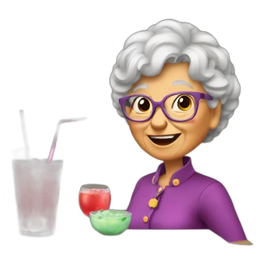 granny drink many coctail sticker