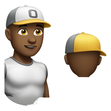 buff man outdoors with baseball cap sticker