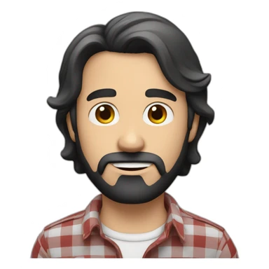 white man around 35. black short hair. with beard. wear a scarlet check shirt. sticker