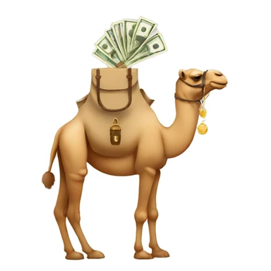 Camel holding a money bag sticker