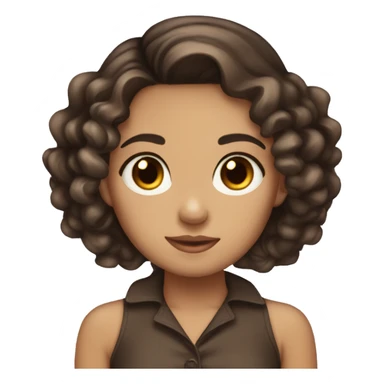 light skin light eyes dark brown hair bow in hair sticker