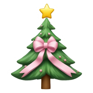 Christmas tree with a light pink bow on top of the tree sticker