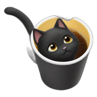 Black cat drinking from cup sticker