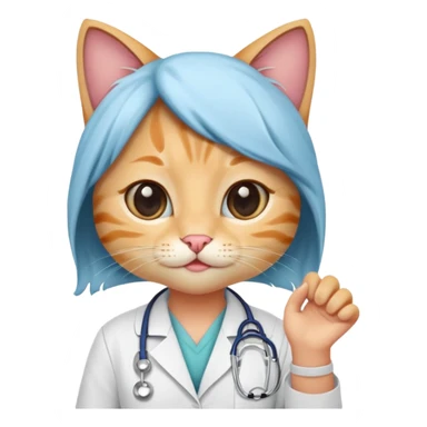 make me a cute little female doctor kitten sticker