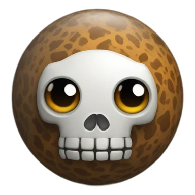 3d sphere with a cartoon Skeleton Horse skin texture with big kind eyes sticker