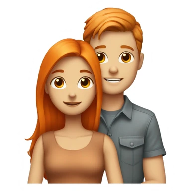 white boy with brown hair hugs a orange hair girl sticker
