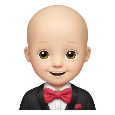 bald baby with bow tie sticker