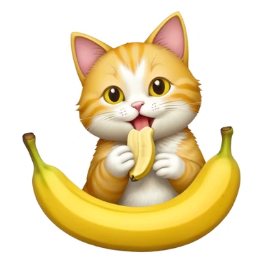 Cat eating a banana sticker