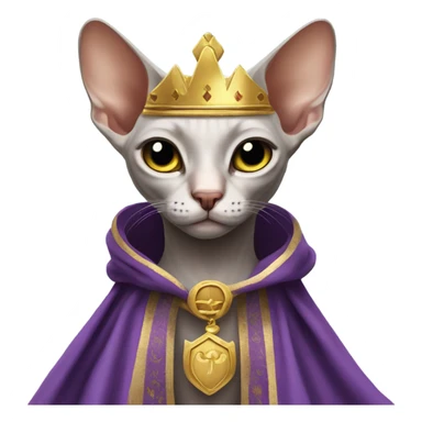 Sphinx cat with kings crown and robe sticker