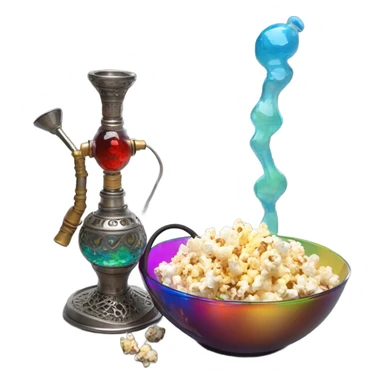 Hookah and popcorn sticker